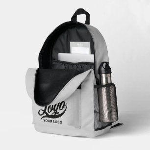 Business logo on Light gray, Company brand Custom Printed Backpack