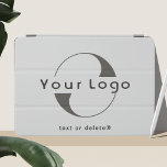 Business logo on Light gray, Professional Company iPad Air Cover<br><div class="desc">Custom logo on minimal clean iPAD Cover. Add your logo and text.</div>