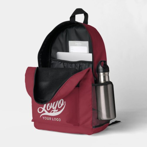 Business logo on Maroon Company brand Custom Printed Backpack