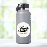 Business Logo on Off White Circle Water Bottle