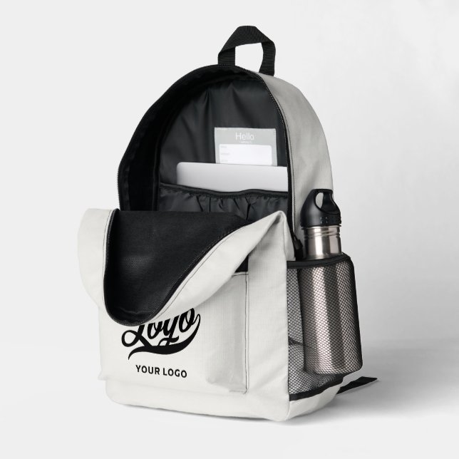 Business logo on Off white, Company brand Custom Printed Backpack (Back Corner Right (Open))