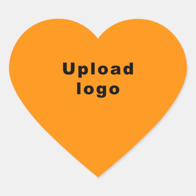 Business Logo on Orange Color Heart Shape Sticker (Front)