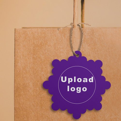 Business Logo on Purple Snowflake Shape Paper Ornament Card