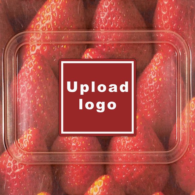 Business Logo on Red Square Adhesive Label (Red square adhesive label with your business logo)