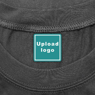 Business Logo on Teal Green Square Iron On Label