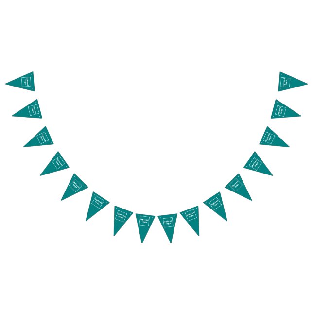 Business Logo on Teal Green Triangle Bunting Flags (All)