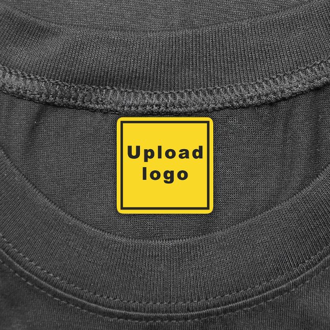 Business Logo on Yellow Square Iron On Label (Yellow square iron on label with your business logo)