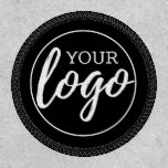 Business Logo Only with Black background Patch<br><div class="desc">Add your company logo for a classic,  corporate design for your workers. A simple employee logo patch in black and white with a simple design. Add your own company logo file to this completely custom essential item. You can change the background colors and embroidery stitching border color.</div>