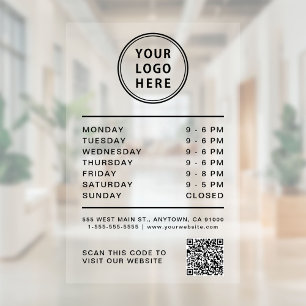 Business Logo Open Hours Create Your QR Code Window Cling