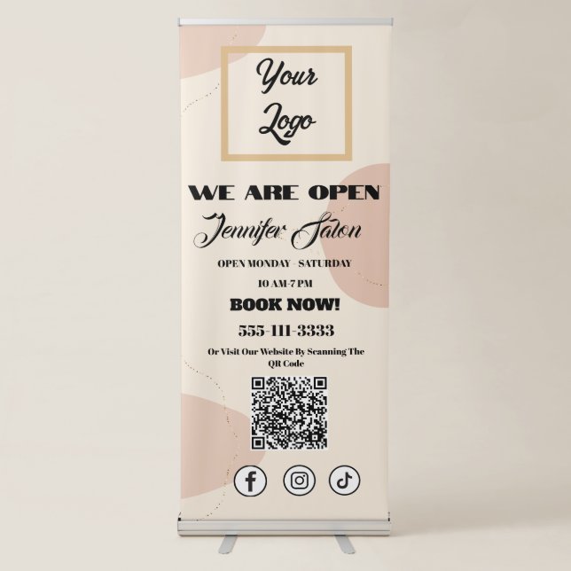 Business Logo Opening Hours  Retractable Banner (Front)