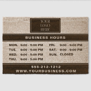 Business Logo Opening Hours Website Phone Number Fiber Doormat