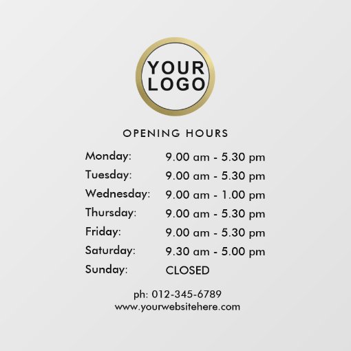 business-logo-opening-hours-window-cling-black-zazzle