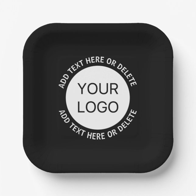 Business Logo or Any Image & Editable Text Paper Plates (Front)