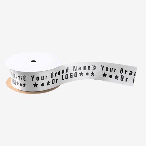 Business logo or black text Company custom white Satin Ribbon