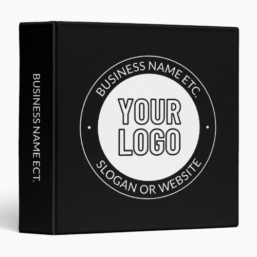 Business Logo or Design  Editable Text Template 3 Ring Binder