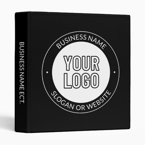 Business Logo or Design  Editable Text Template 3 Ring Binder