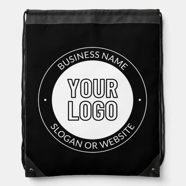 Business Logo or Design & Editable Text Template Drawstring Bag (Front)