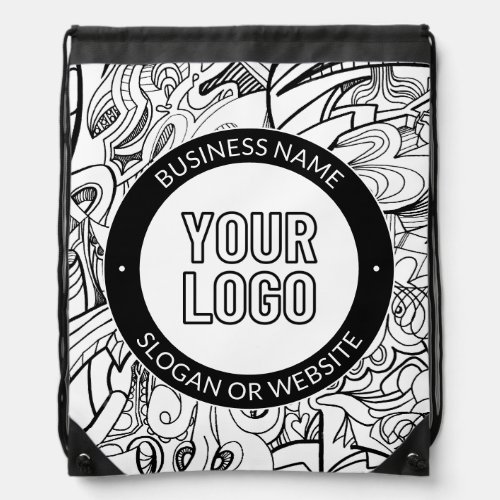 Business Logo or Design  Editable Text Template Drawstring Bag