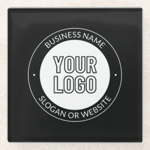 Business Logo or Design & Editable Text Template Glass Coaster