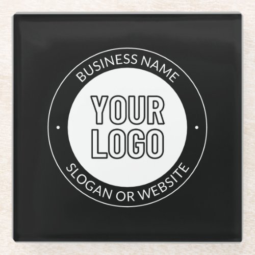 Business Logo or Design  Editable Text Template Glass Coaster