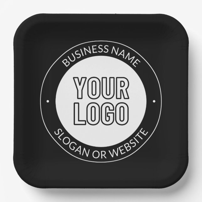 Business Logo or Design & Editable Text Template Paper Plates (Front)