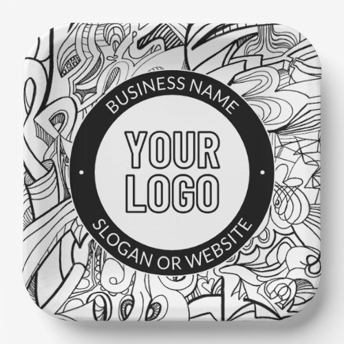 Business Logo or Design  Editable Text Template Paper Plates