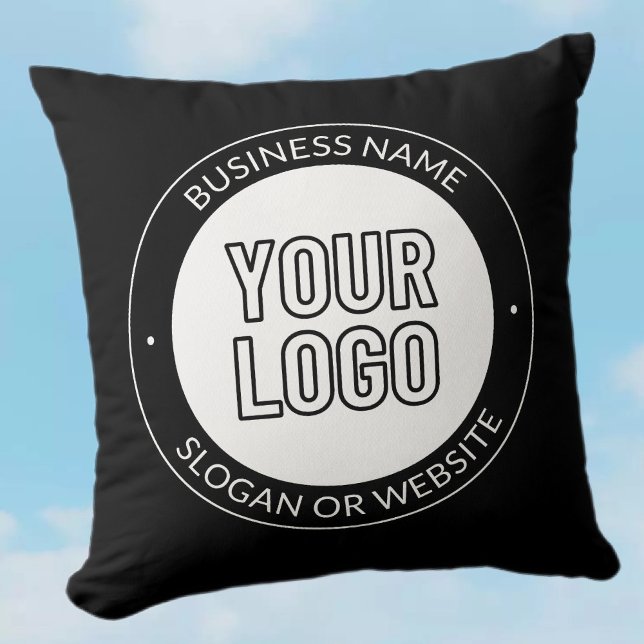 Business Logo or Design & Editable Text Template Throw Pillow (Creator Uploaded)