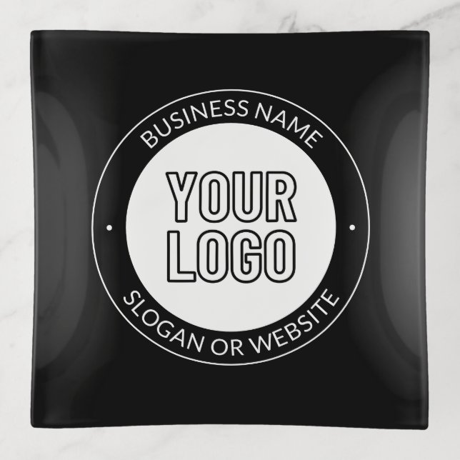 Business Logo or Design & Editable Text Template Trinket Tray (Front)