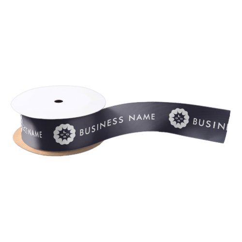 Business Logo or Icon  Name Company brand Navy Satin Ribbon