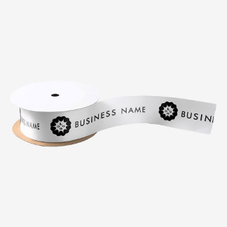Business Logo or Icon + Name Company brand Simple Satin Ribbon