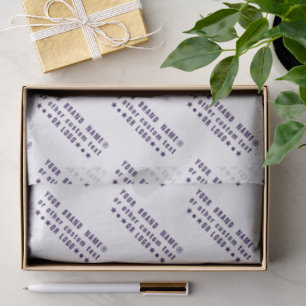 Business logo or purple text Company custom white Tissue Paper