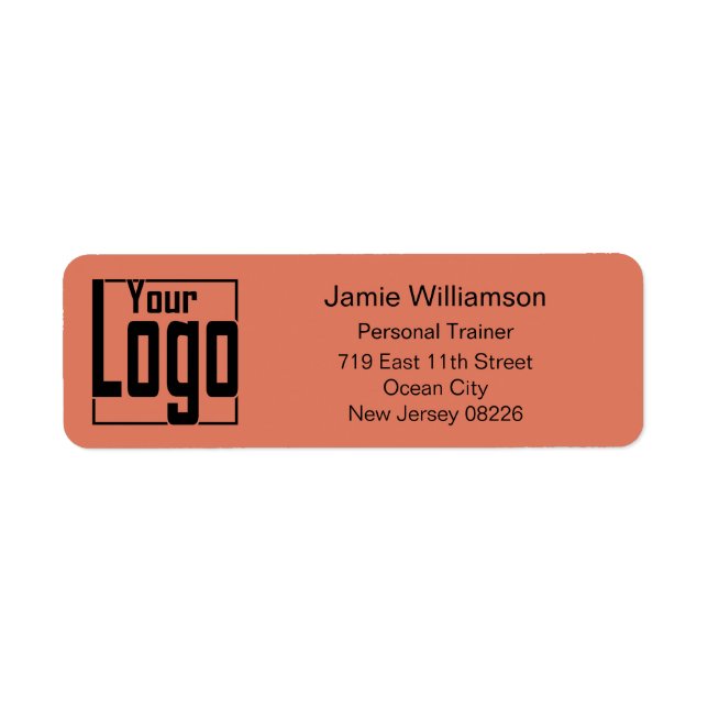 Business Logo Orange Black Return Address Label (Front)