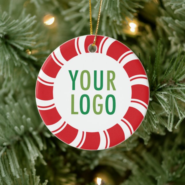 Business Logo Ornament Peppermint Candy Cane (Tree)