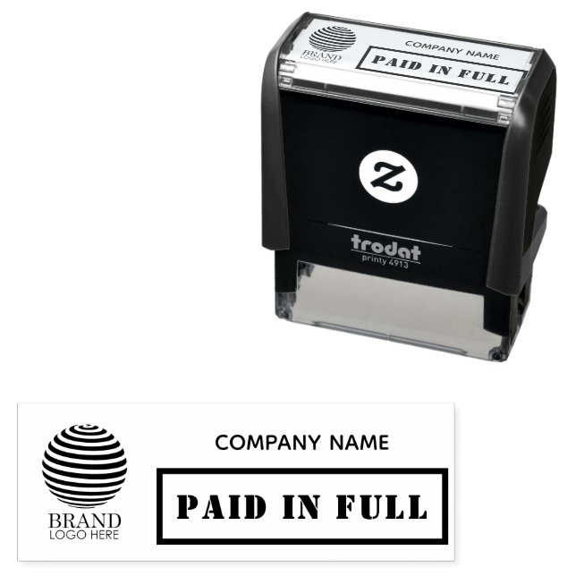 Business Logo Paid in Full Modern Simple Self-inking Stamp (In Situ)