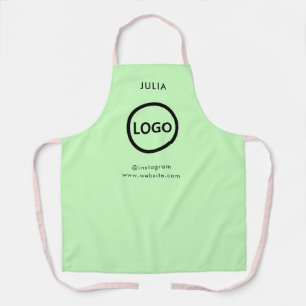 Business Logo Pale Green Employee Staff Name Apron