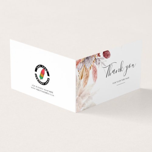 Business Logo Pampas Grass Terracotta Thank You Business Card