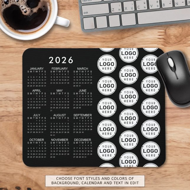Business Logo Pattern 2026 Calendar Custom Colors Mouse Pad (Creator Uploaded)