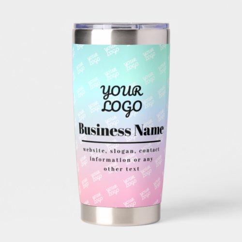 Business Logo Pattern 2 sides  Colorful Ombre Insulated Tumbler