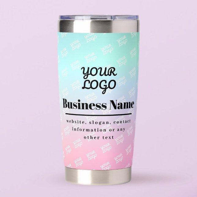 Business Logo Pattern (2 sides) & Colorful Ombre Insulated Tumbler (Creator Uploaded)