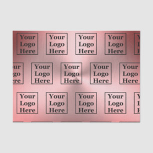 Business Logo Pattern Pink Brushed Metal Look Tissue Paper