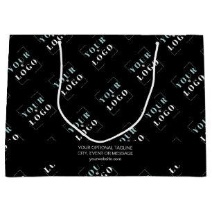 Business Logo Pattern with Promotional Custom Text Large Gift Bag