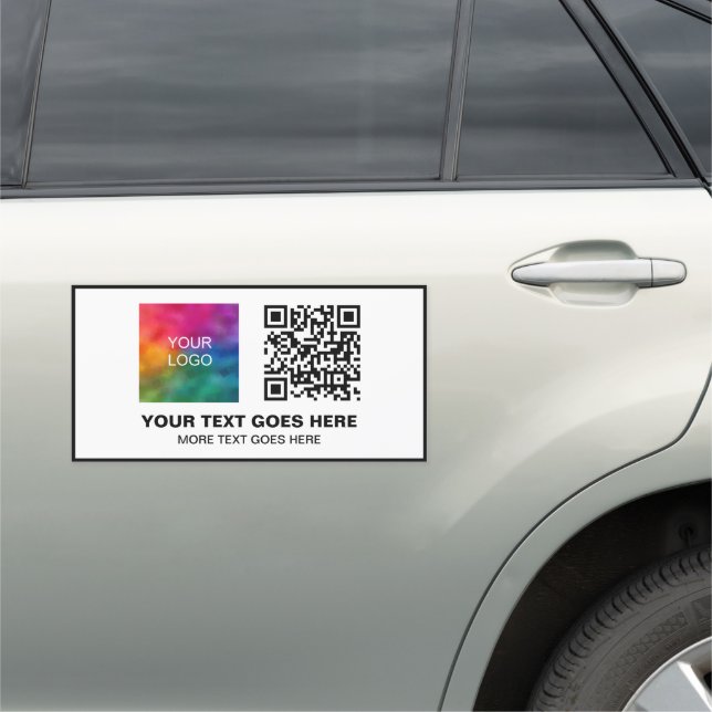 Business Logo Phone Number QR Code Template Car Magnet (In Situ)