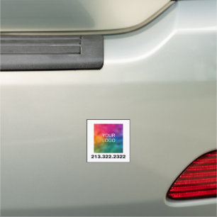 Business Logo Phone Number Template Square Small Car Magnet
