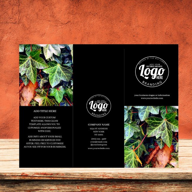 Business Logo & Photo Black Trifold Brochure (business brochure )