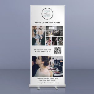 Business Logo Photo Collage QR Code Retractable Banner