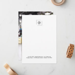 Business Logo   Photo Modern Minimalist White  Note Card