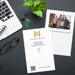 Business logo photo qr code flyer<br><div class="desc">White background. Personalize and add your business logo,  name,  address,  your text,  your own QR code.
Back: add a photo and more text.</div>