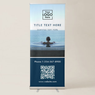 Business Logo Photo QR Code Modern Retractable Banner
