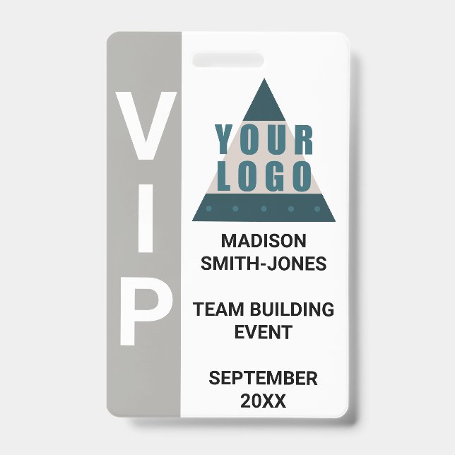 Business Logo Photo Team Building Gifts VIP Badge (Front)