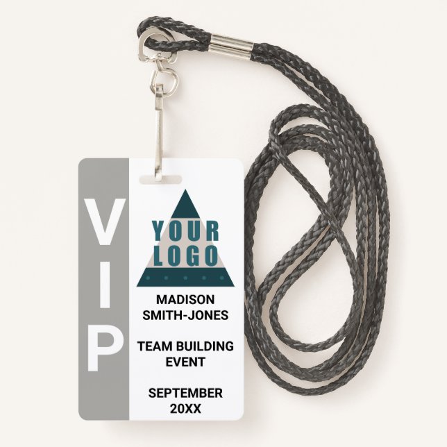 Business Logo Photo Team Building Gifts VIP Badge (Front with Lanyard)
